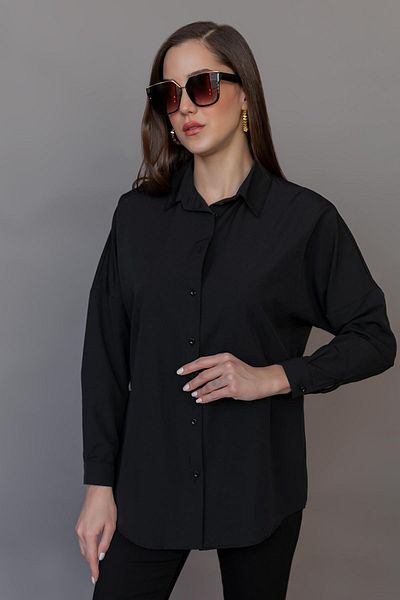 Modark Cămașă neagră oversize de bază pentru femei