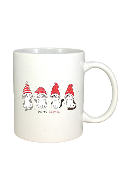 OEM Εξατομικευμένη λευκή κούπα Merry CatMas, INOVATIX®. 330 ml