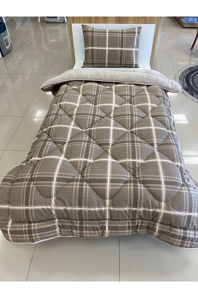 argehome Single Double Sided Luxury Welsoft Elite Quilt Soft Fleece Quilt and Pillow Case Sapphire Beige
