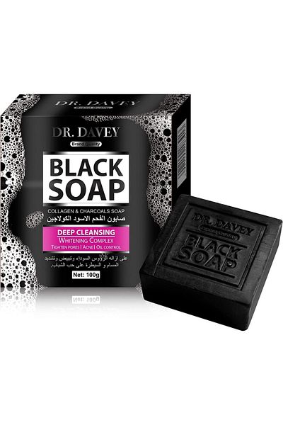 Dr. Davey Brand Quality Cleansing, Collagen and Charcoals Soap 100 g, Black