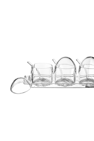 Dania 3-piece clear acrylic spice jar set with a spice holder
