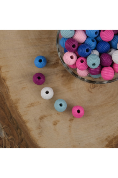 Prestij Boncuk Βερνικές Ξύλινες Χάντρες 13 mm Μικτές Χρώματα Μοτίβο Ξύλινες Χ...