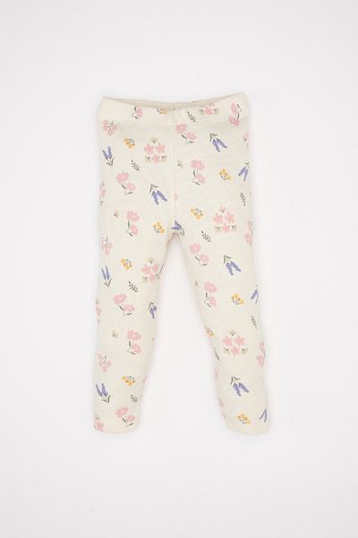 DeFacto Baby-Mädchen-Pyjama-Set mit langen Ärmeln und geripptem Camisole und Blumenmuster D6803A5NS