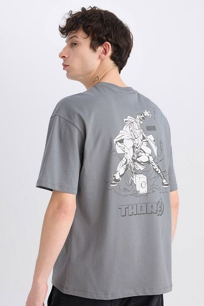 DeFacto 100% βαμβάκι Marvel Boxy Fit Crew λαιμόκοψη με στάμπα κοντομάνικο μπλουζάκι D6779ax25sp