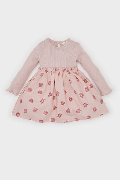 DeFacto Baby-Mädchen-Langarm-Camisole-Kleid mit Blumenmuster D5628A524WN