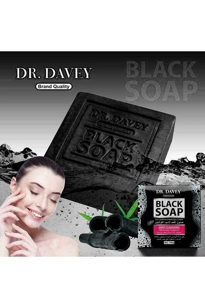 Dr. Davey Brand Quality Cleansing, Collagen and Charcoals Soap 100 g, Black