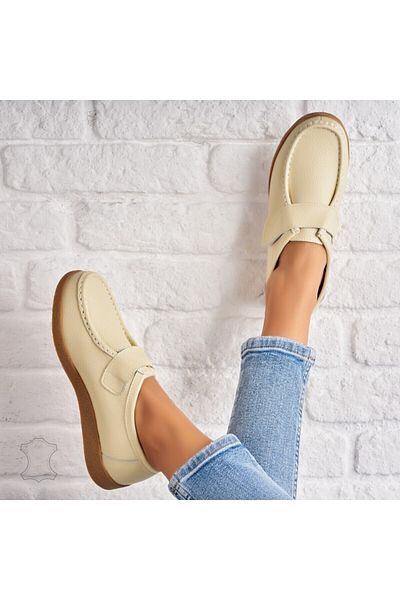 Joana Women's Loafers Natural Leather Beige Genesi