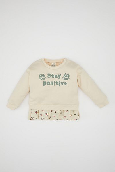 DeFacto Baby Girl Crew Neck Φούτερ με εμπριμέ μαλακό τρίχωμα μέσα D4987a524wn