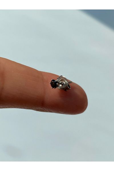 kurukafagift Men's Nail Model Solitaire Daily Zircon Black Stone Steel Earrings 3 mm Single Piece