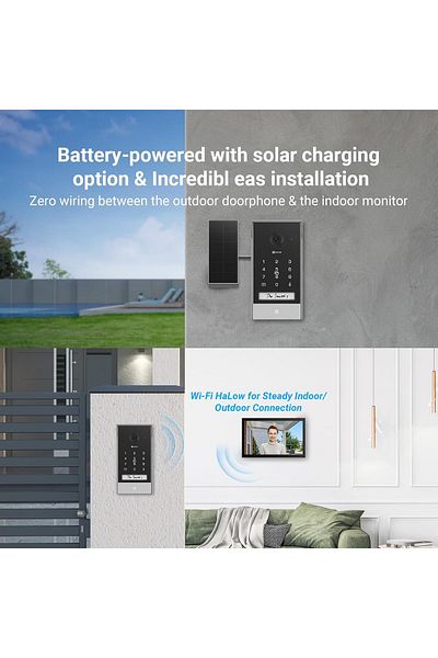 EZVIZ EZVIZ Battery Video Door Intercom with Solar Panel, 2K Intercom with Camera, 7 Inch Colour Touch Scr