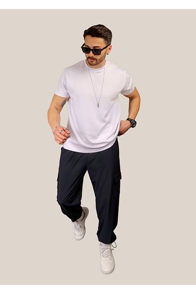 EydaMoon # yokgibi Baggy Cut Cargo Τσέπη Κλιπ στο πόδι Συμπαγής αθλητικός αθλητικός παντελόνι