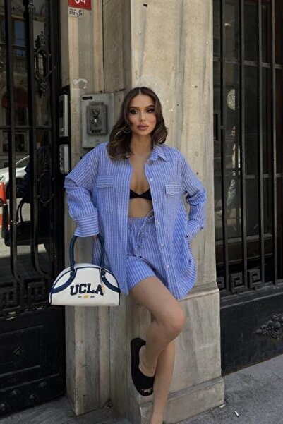 Moda Loris Stacy Striped Shorts Suit 9801-0025