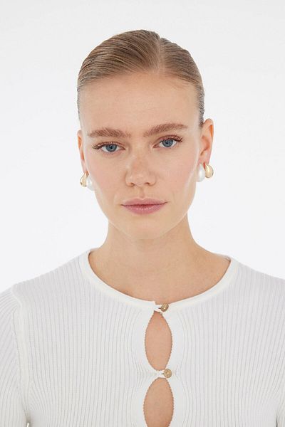 DeFacto Gold Women's Earrings with Pearls Set of 3 - D6381Axns