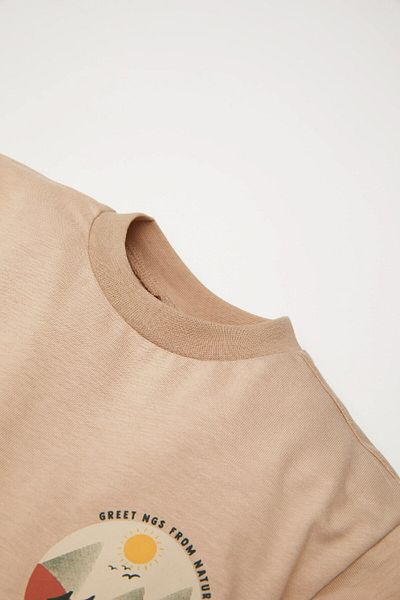 DeFacto Μακρυμάνικο μπλουζάκι Baby Boy Crew Neck Nature με στάμπα D5641a524wn