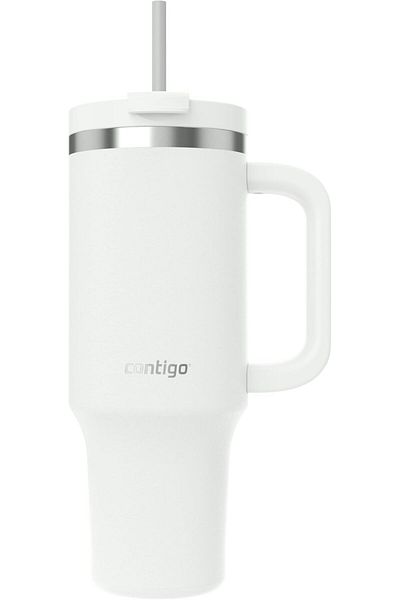 Contigo Thermos Cup with Handle - Tumbler - Stainless Steel - with Straw & Lid - 29 Hours Cold