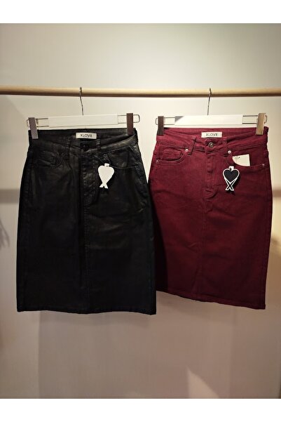 Felicita Boutique Orta Boy Denim Etek