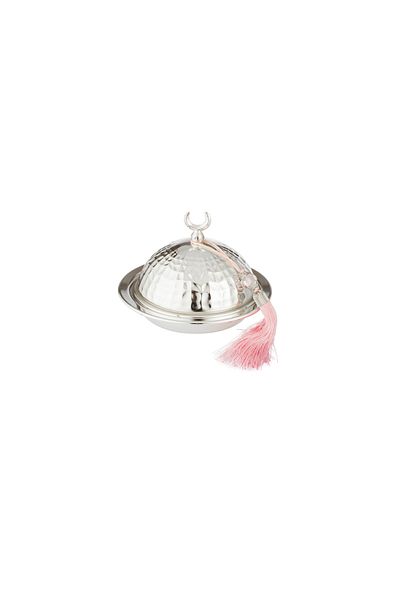 Dania Shiny silver metal date holder with decoration