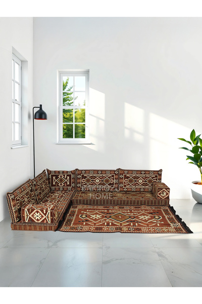 BAKIRÖZÜ HOME Şark Köşesi Takımı Kahve Anadolu Modeli Koltuk Takımı Sünger Da...