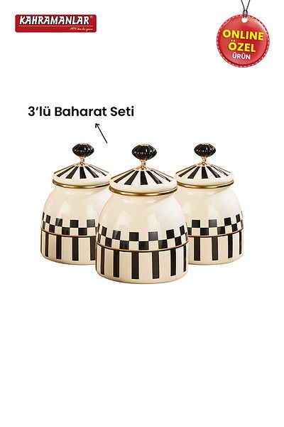 Kahramanlar Prime Cream 3-Piece Enamel Spice Bowl