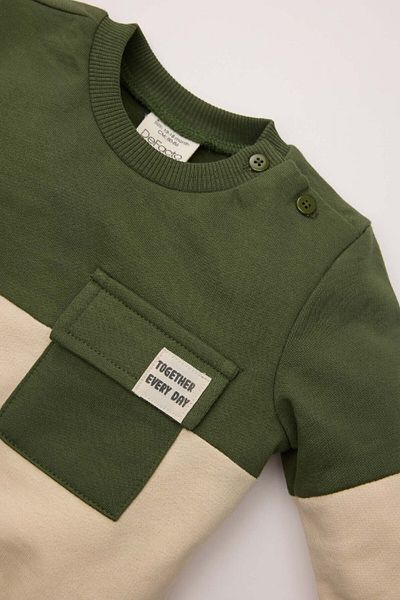 DeFacto Φούτερ Baby Boy Crew Neck Color Block με μαλακά πουπουλένια φούτερ A9753a524wn