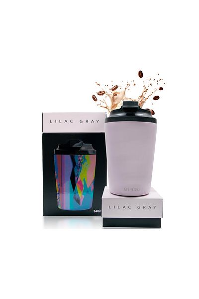 MIBRU 12OZ CEREAMIC INTERIOR CUP LILAC GRAY Mibru Ceramic Vacuum Insulated Mugs 350ml (12 oz)