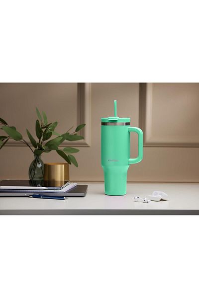 Contigo Thermos Cup with Handle - Tumbler - Stainless Steel - with Straw & Lid - 29 Hours Cold