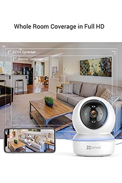 EZVIZ كاميرا مراقبة C6N، كاميرا مراقبة منزلية بدقة 1080 بكسل، كاميرا داخلية 360 درجة، مراقبة الأطفال