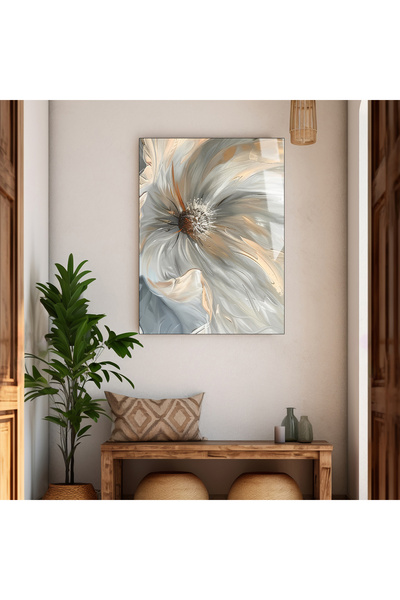 Harika bir ev HARİKABİREV | STICLA INSTRĂNGĂTĂ CU DESIGN FLORAL GRI-ARĂNUȘ SO...