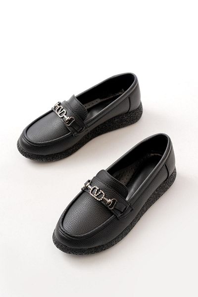 Aymood Inf-150-01 Black Daily Women's Shoes with Stone Accessories