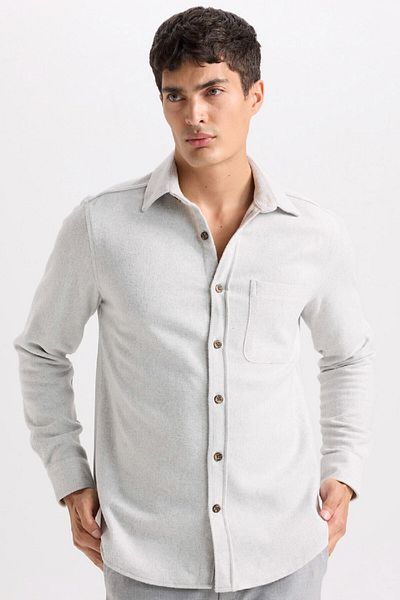 DeFacto Regular Fit Lumberjack Basic Solid Langarmshirt mit Taschendetail A5515AX24AU