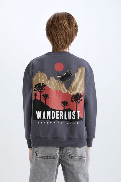 DeFacto Boy Oversize Wide Fit Crew Neck Printed Sweatshirt D5787A824Wn