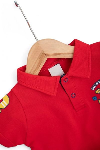 voyyo kids baby Baby Boy Summer Polo Collar Soft Denim Shorts 6-9-12-18-24 Months Baby Set