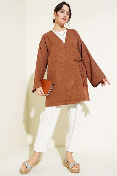 VOLT CLOTHİNG Women's Side Rope Tie Kimono