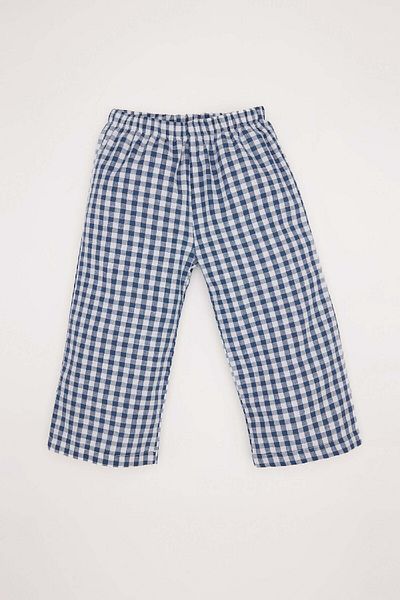 DeFacto Baby Boy Pajama Set - Bear Print, Long Sleeve, Checkered Woven, Bottom D5362A524Wn