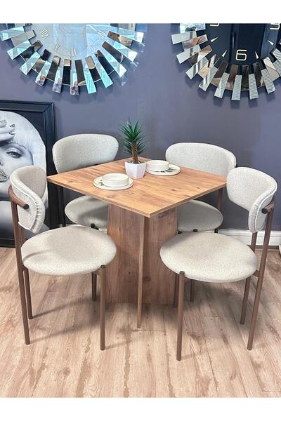 Dimassi 4 Kişilik TEDY Sandalye Kare Masa Takımı 70*70 Atlantik Çam Mutfak Ba...