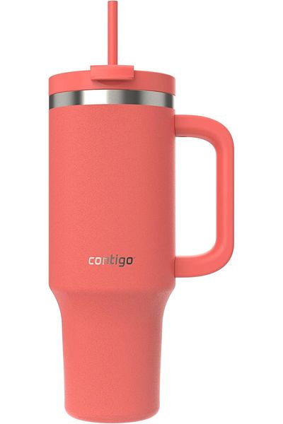 Contigo Thermos Cup with Handle - Tumbler - Stainless Steel - with Straw & Lid - 29 Hours Cold