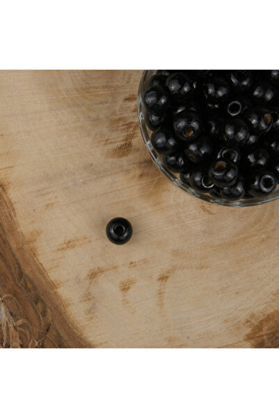 Prestij Boncuk Lakirane crne drvene perle 12 mm Neobrađene drvene perle 1 kg