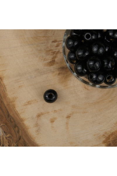 Prestij Boncuk Lakirane crne drvene perle 16 mm Neobrađene drvene perle 1 kg