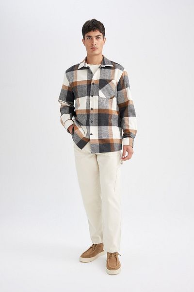 DeFacto Relax Fit kockás favágó flanel hosszú ujjú ing Y1704az24wn