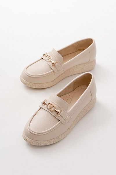 Aymood INF-150-01 Pantofi casual de damă cu accesorii din piatră bej
