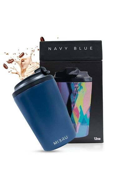 MIBRU 12OZ CEREAMIC INTERIOR CUP NAVY BLUE Mibru Ceramic Vacuum Insulated Mugs 350ml (12 oz)