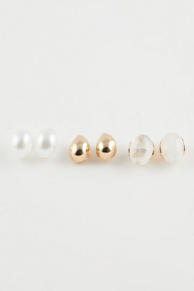 DeFacto Gold Women's Earrings with Pearls Set of 3 - D6381Axns