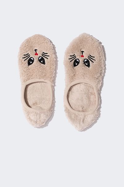 DeFacto Plüsch-Haussocken für Damen mit Katzenmotiv – N1336az24au