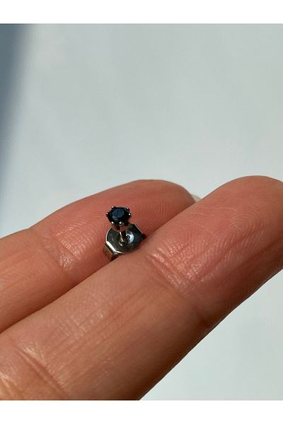 kurukafagift Men's Nail Model Solitaire Daily Zircon Black Stone Steel Earrings 3 mm Single Piece