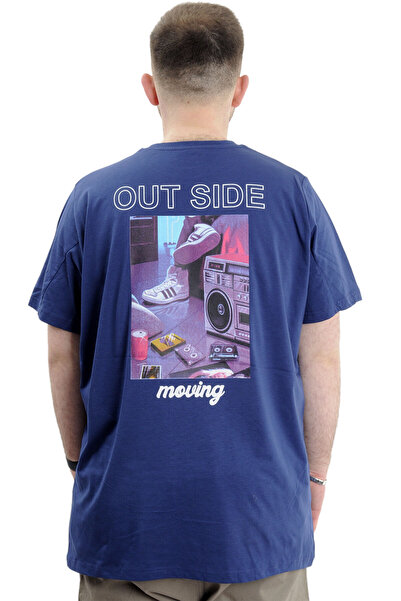 ModeXL Чоловіча футболка з велосипедним коміром, принт Mode XL, розмір U24041, індиго