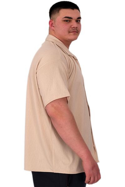 ModeXL Ανδρικό πουκάμισο XL Size Beige Jacquard U24382 Μοτίβο