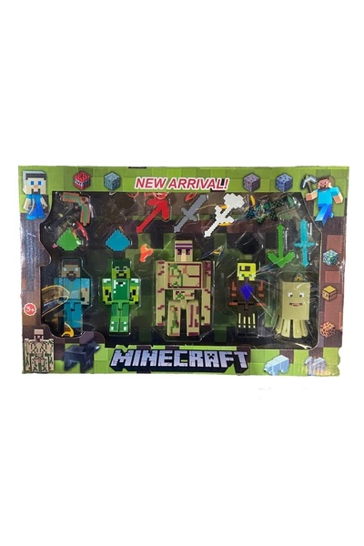 SCOWETTO Minecraft 5 Li Figür Ve Bol Aksesuarlı Set