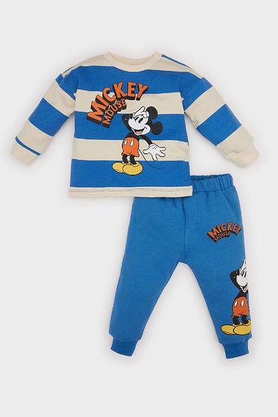 DeFacto Baby Boy 2-Piece Set Disney Mickey & Minnie Crew Neck Sweatshirt Sweatpants D6857A524Wn