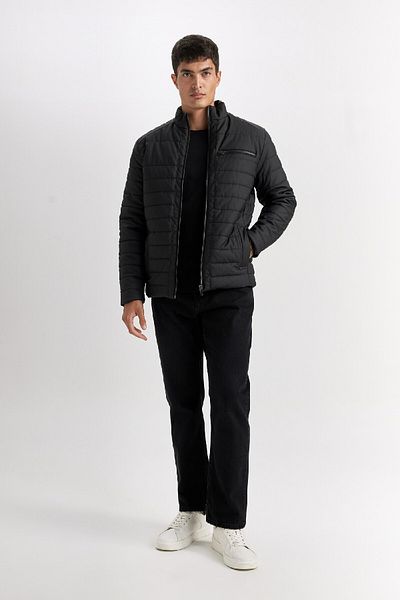 DeFacto Αδιάβροχο όρθιο γιακά με φερμουάρ Slim Fit Faux Leather Coat - B3568AX25SP