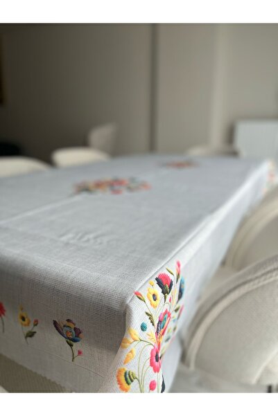 SosyeteDükkanı LÜX KANAVİÇE MASA ÖRTÜSÜ GRİ (160-220)cm